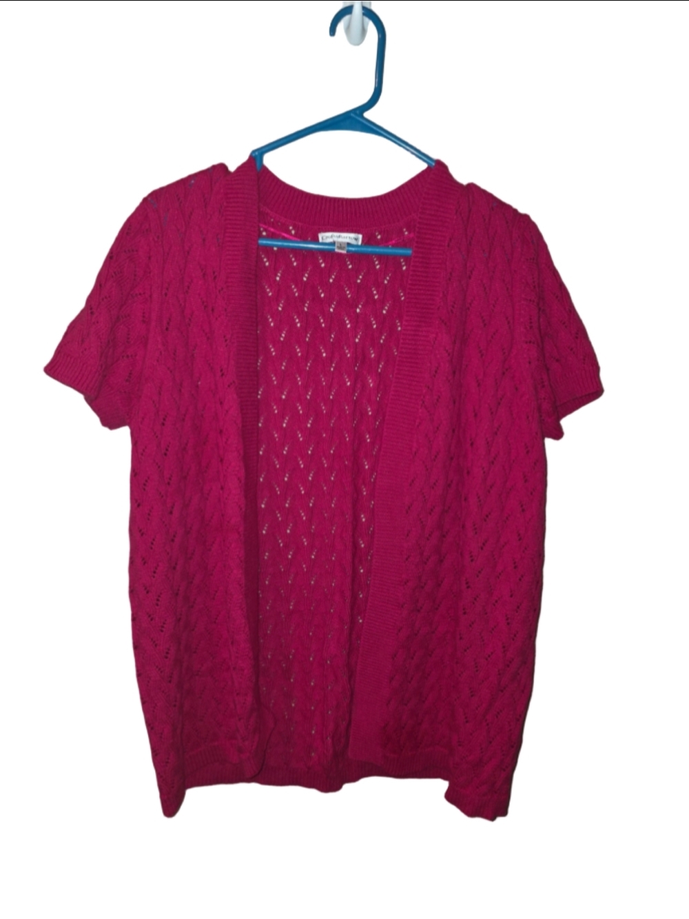 Women's Croft & Barrow Pink Short Sleeve Cardigan Size L cottagecore aesthetic